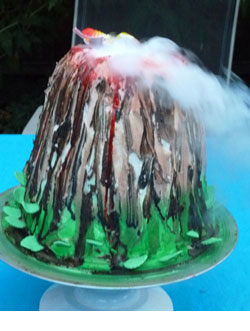 Tropical volcano cake erupting